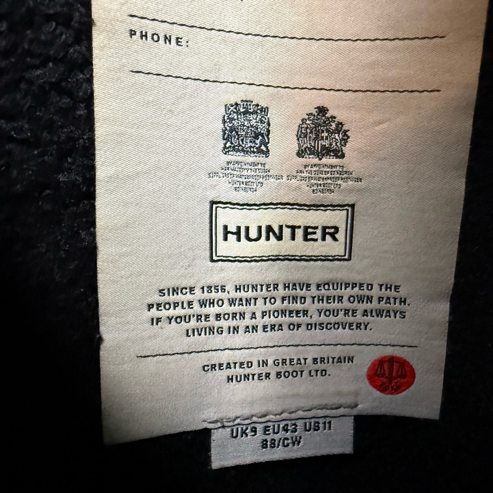 Hunter INSULATED Original Tall Rain Boots Matte Black Women’s Size 11 - Picture 6 of 8